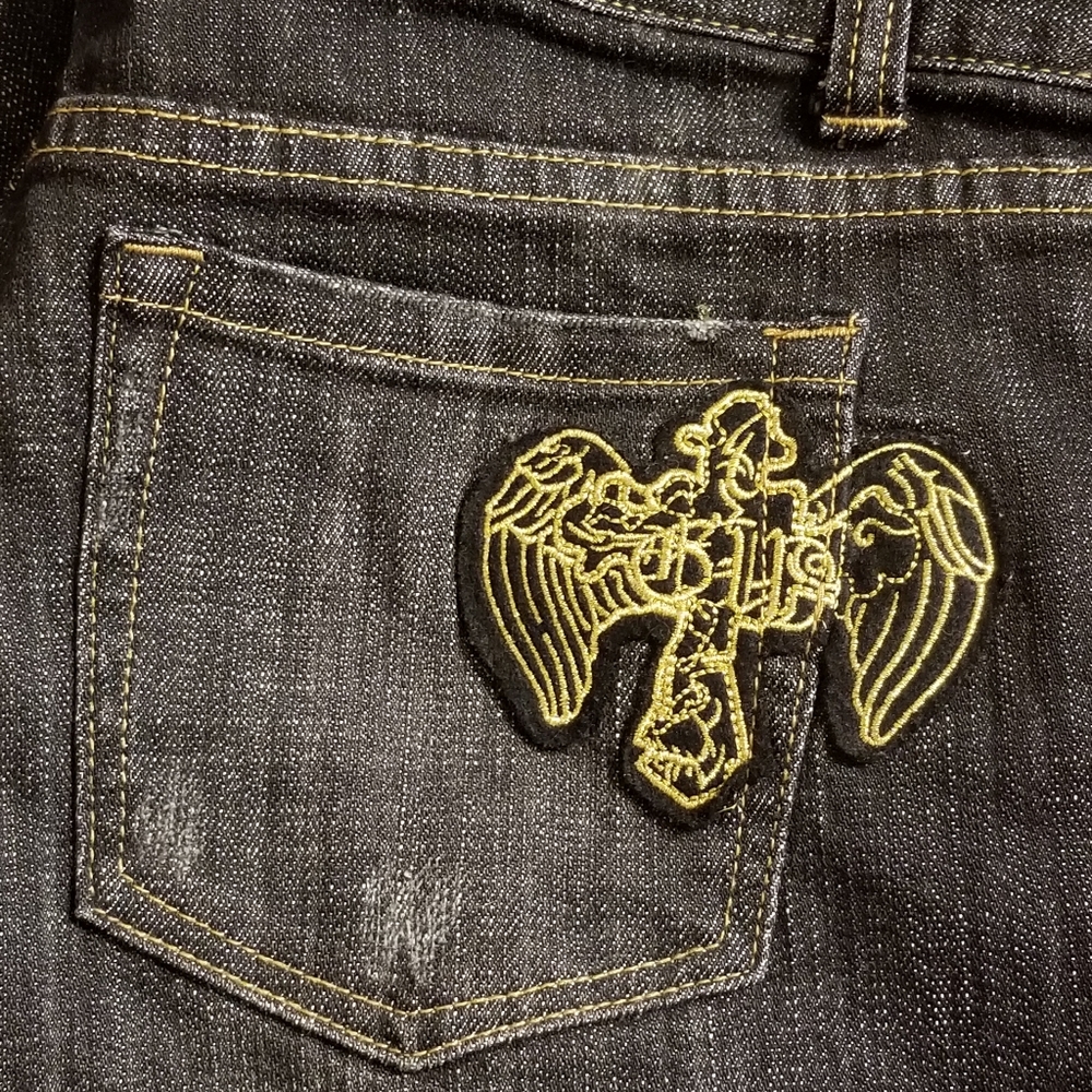 G-Unit 50 Cent Gold Angel Pocket Dark Wash Jeans Size 13 Vintage Rare